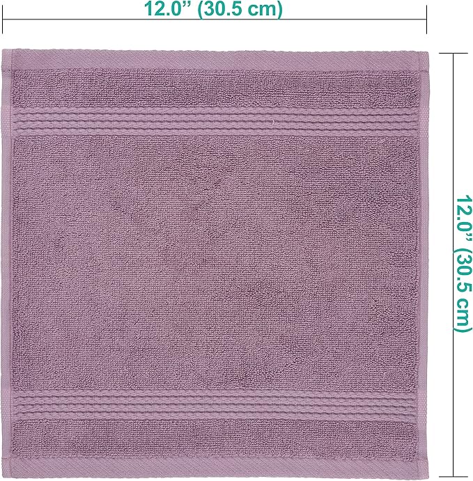 EastNBlue Lara 100% Turkish Cotton Washcloths 4 Pack, Extra Soft & Absorbent Wash Cloths for Face & Body (12" x 12"), Terry Cloth, Small Hand Towels for Bathroom, Damson (Purple)