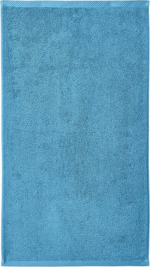 Amazon Basics Quick-Dry Hand Towels - 100% Cotton, 8-Pack, 28 x 16 inches, Lake Blue